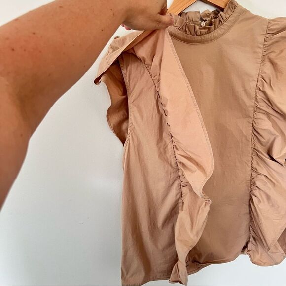 Deluc Tan "Sarah" Ruffle Dramatic Sleeveless Blouse - Picture 5 of 12